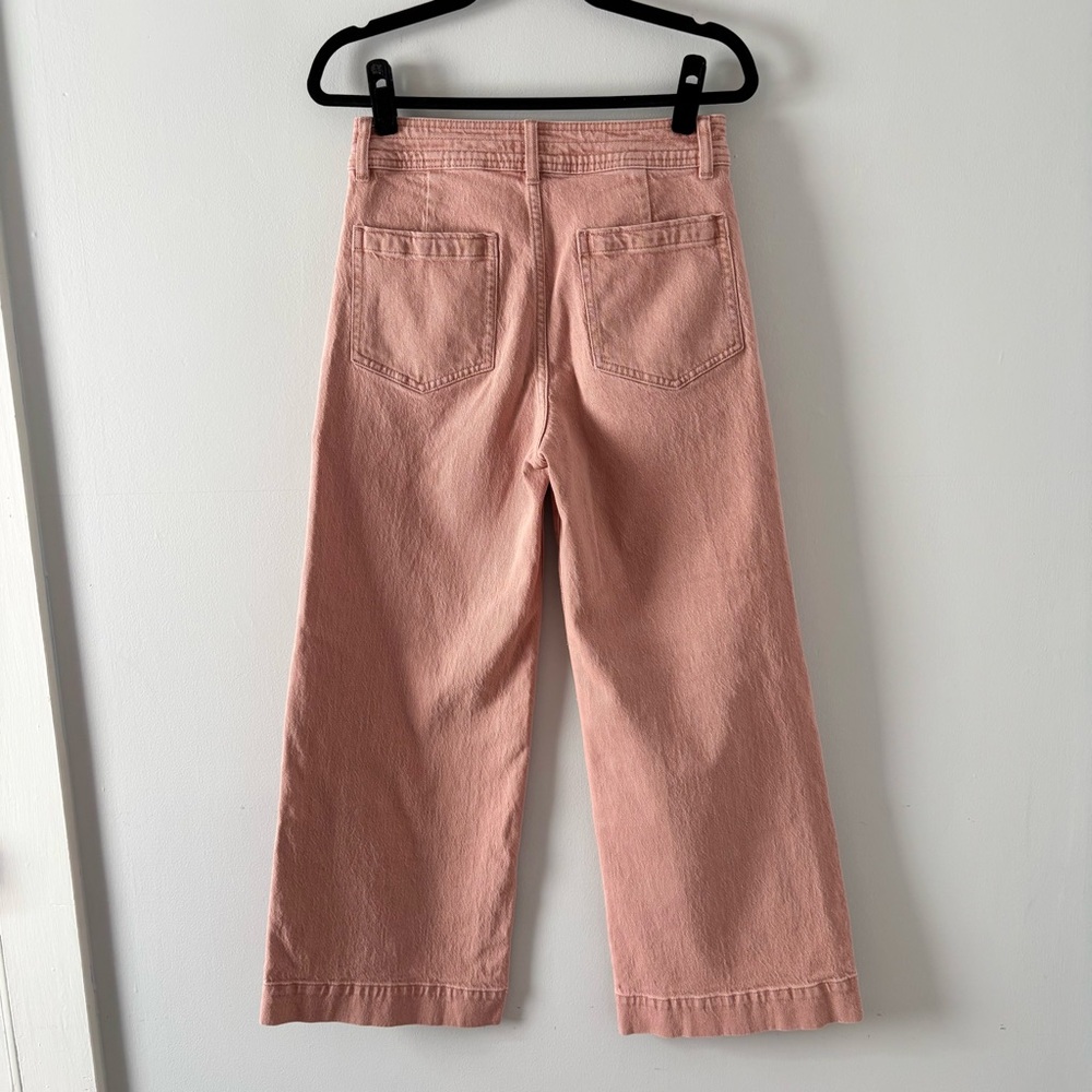 Faherty Harbor Crop Jean Ankle High-Rise Kick Flare Wide Leg Pants Washed Pink - Picture 4 of 7